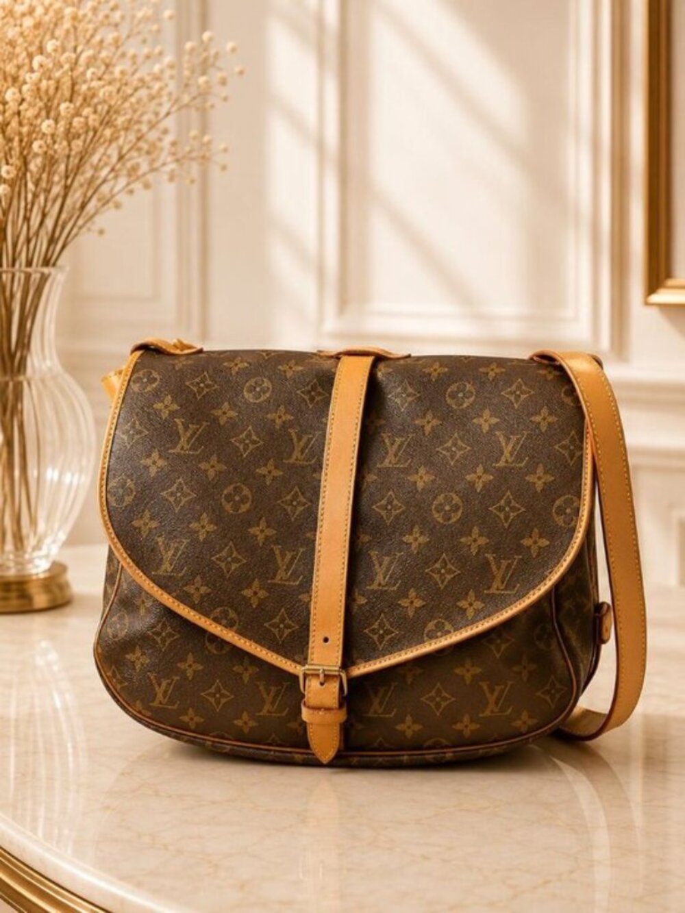 Authentic Louis Vuitton Saumur 35 Monogram Crossbody Messenger Bag